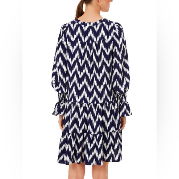 NEW Pomander Place Tuckernuck Kenzo Ruffle Sleeve Mini Dress Blue Medium NWOT - Picture 2 of 9